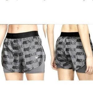 Nike Air women’s 2 in 1 Grey and Black workout running shorts- M